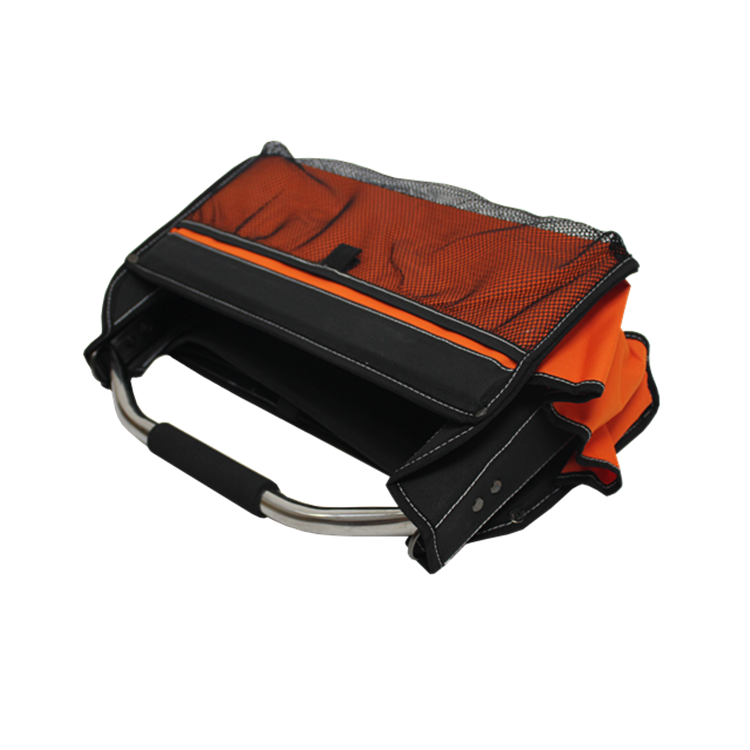 Foldable 16Inch Open-Top Tote Tool Bag With Steel Handle And Sponge Grip details