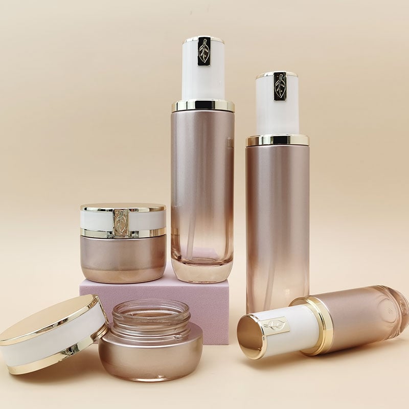 guld kosmetisk emballage toner lotion flaske glas skinhåndteringsflasker sæt HY-2307