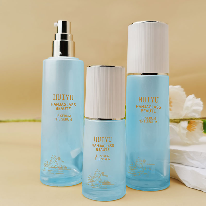 lotion pump glass bottle skincare packaging set HY-2398