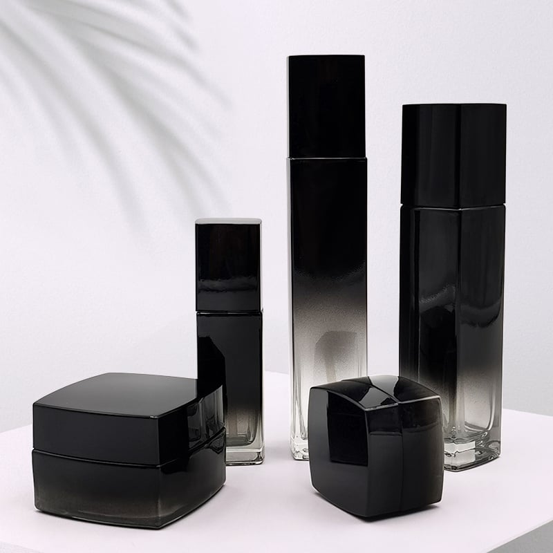 kosmetisk kvadrat sort hudpleje flasker glas sæt HY-2342