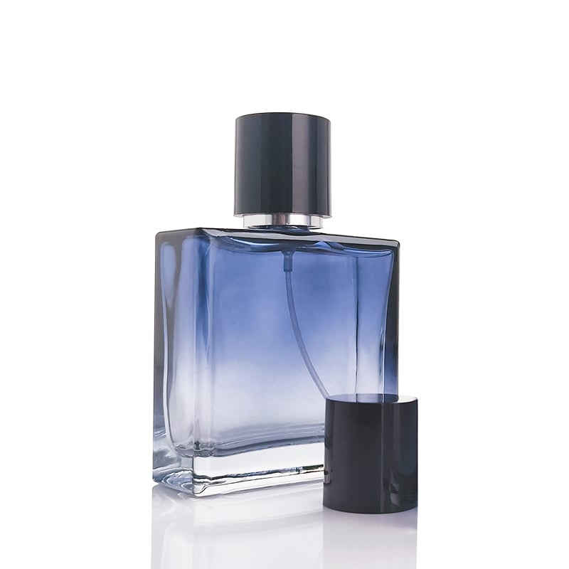Square Blue Colored Empty Glass Perfume Bottles HY-190