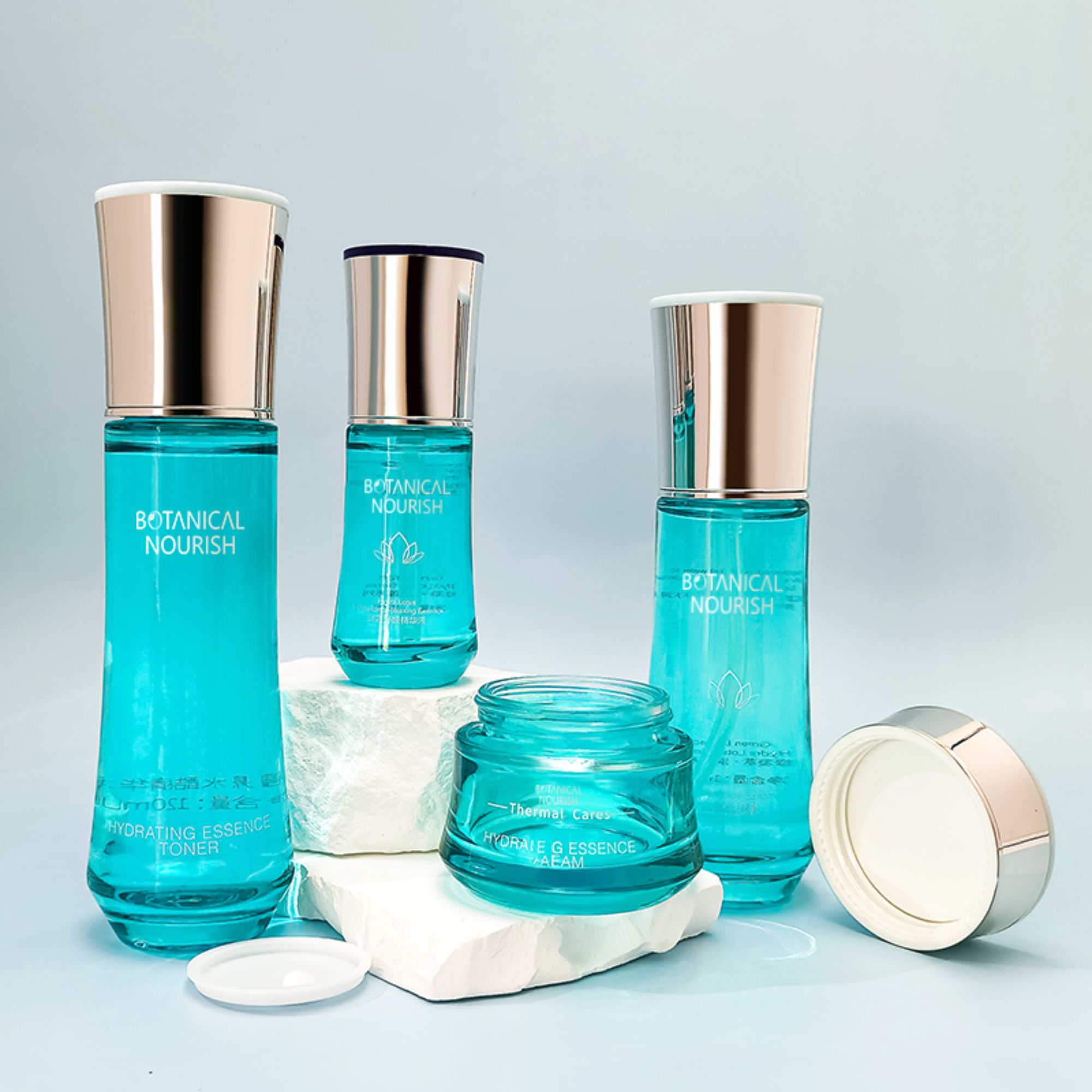 Popularan svježi plavi skincare stakleni spremnik HY-2303