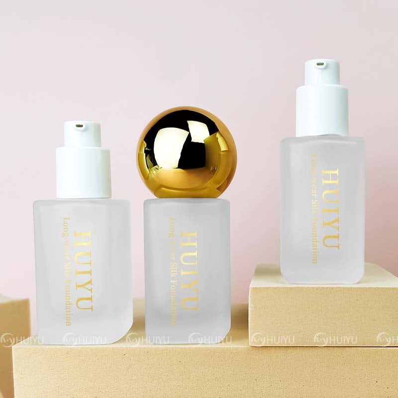 Empty 30ml Frosted Round Foundation Lotion Bottle With Ball Cover HY-1852
