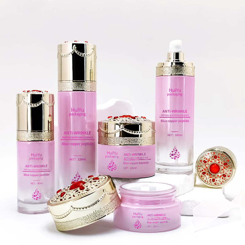New pink shiny skin care set empty glass bottle  HY-2419
