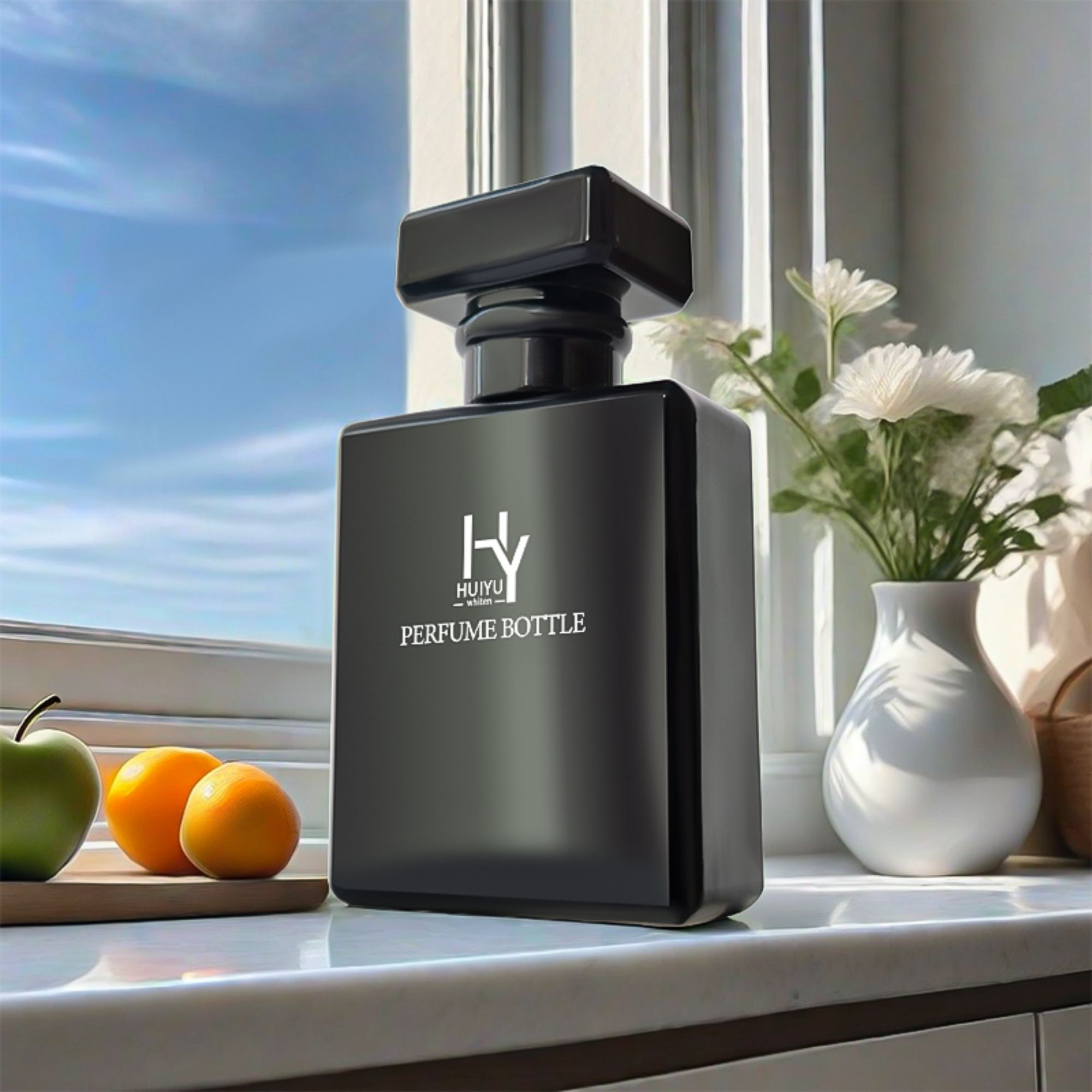 Itim na kuwadrado perfume bottle 20-50ml glass packaging custom cap HY-P305