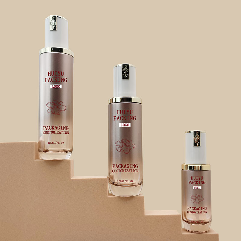 gold cosmetic packaging toner lotion bottle glass skincare bottles set HY-2307