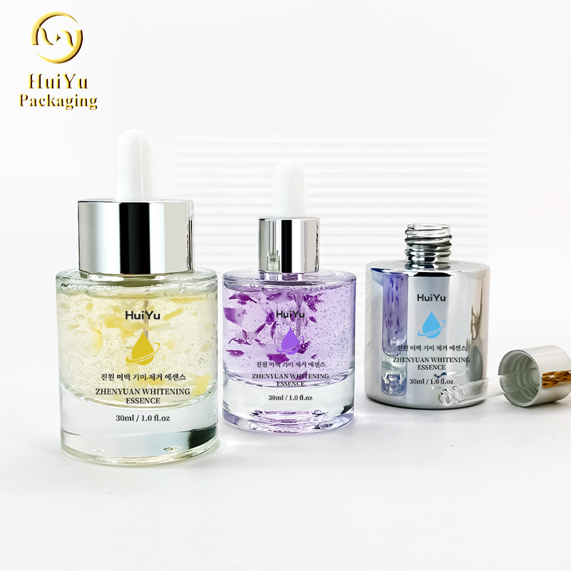 Process customization glass straight round transparent glass bottle cosmetics packaging HY-97446