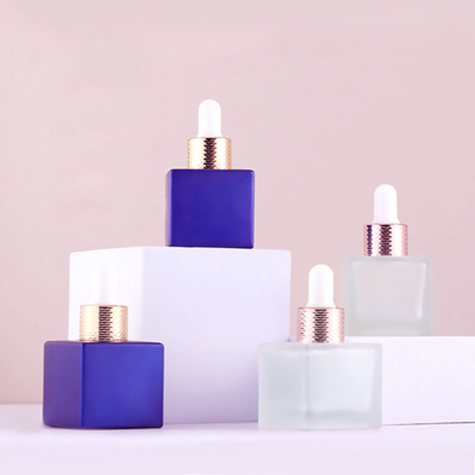Mini square 30ml glass essence dropper cosmetic packaging HY-70610