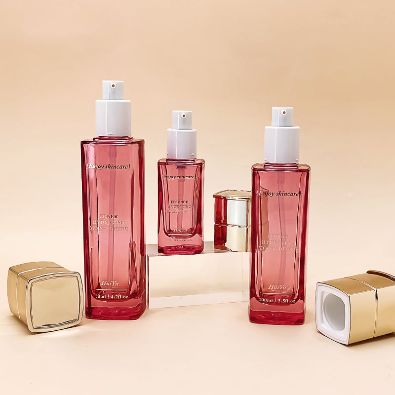 مجموعه بottle شیشه‌ای، جعبه شیشه‌ای برای مراقبت از پوست، کریم چهره، بottle لوشن HY-2425