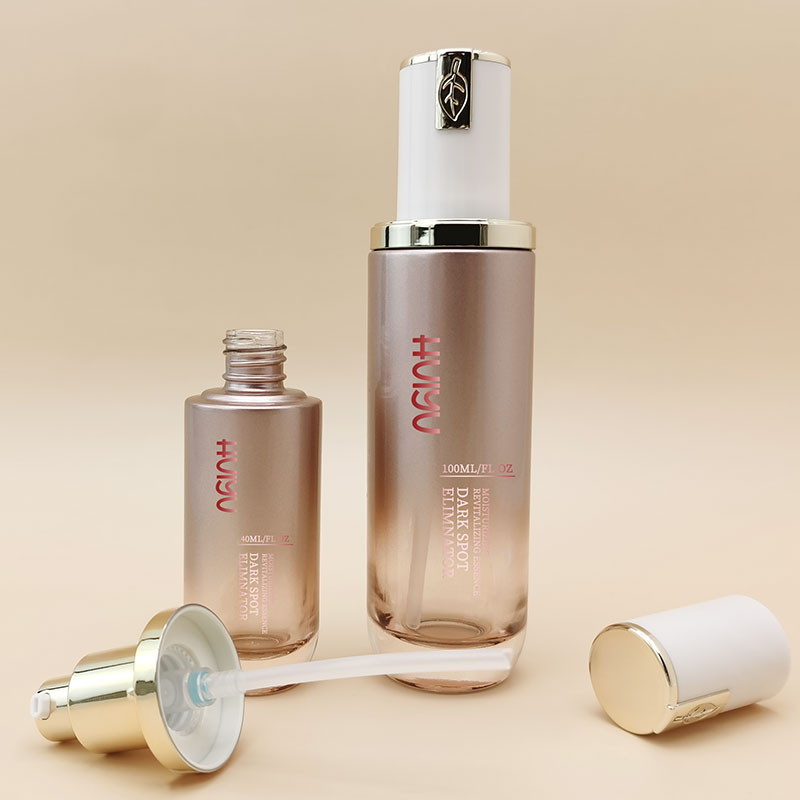 gold cosmetic packaging toner lotion bottle glass skincare bottles set HY-2307