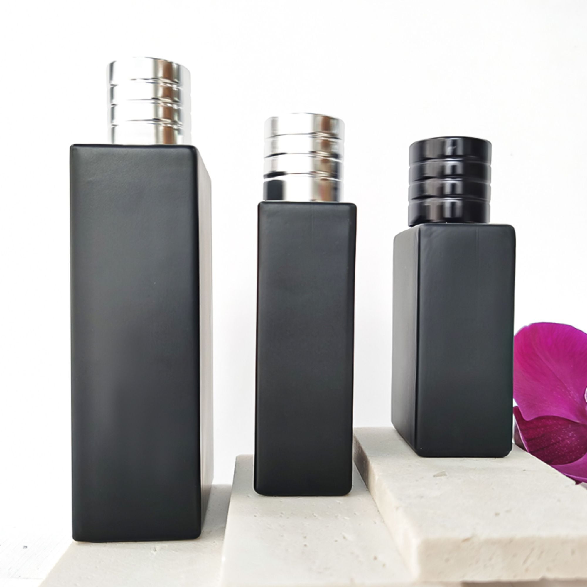 Matt Schwarze Leere Quadratische Parfümflasche HY-P330