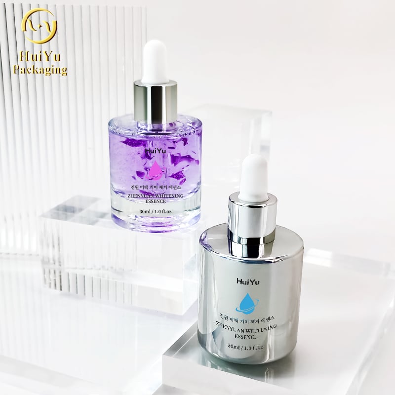 Process customization glass straight round transparent glass bottle cosmetics packaging HY-97446