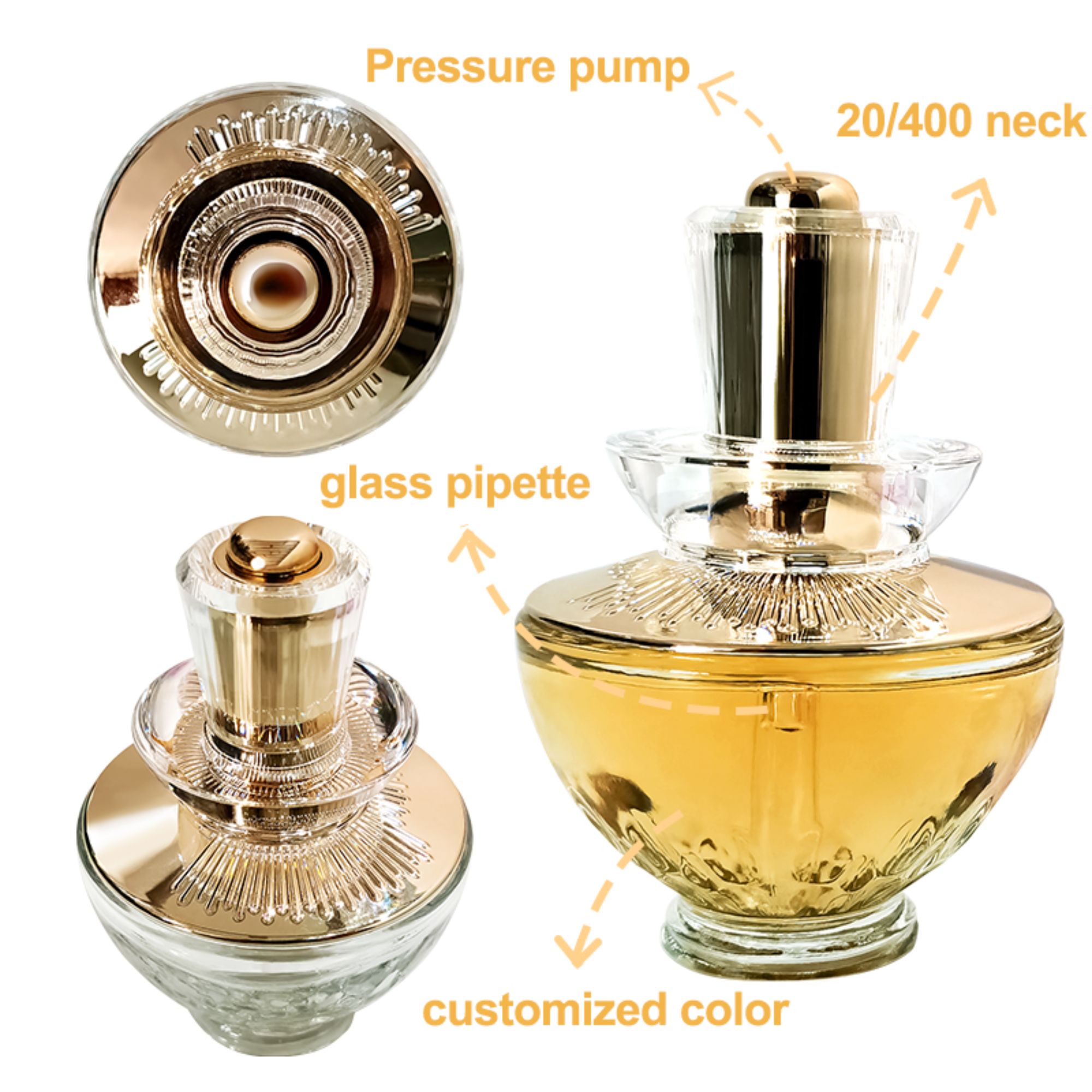 Classic transparent dropper essential oil bottle with retro luxury HY-1842