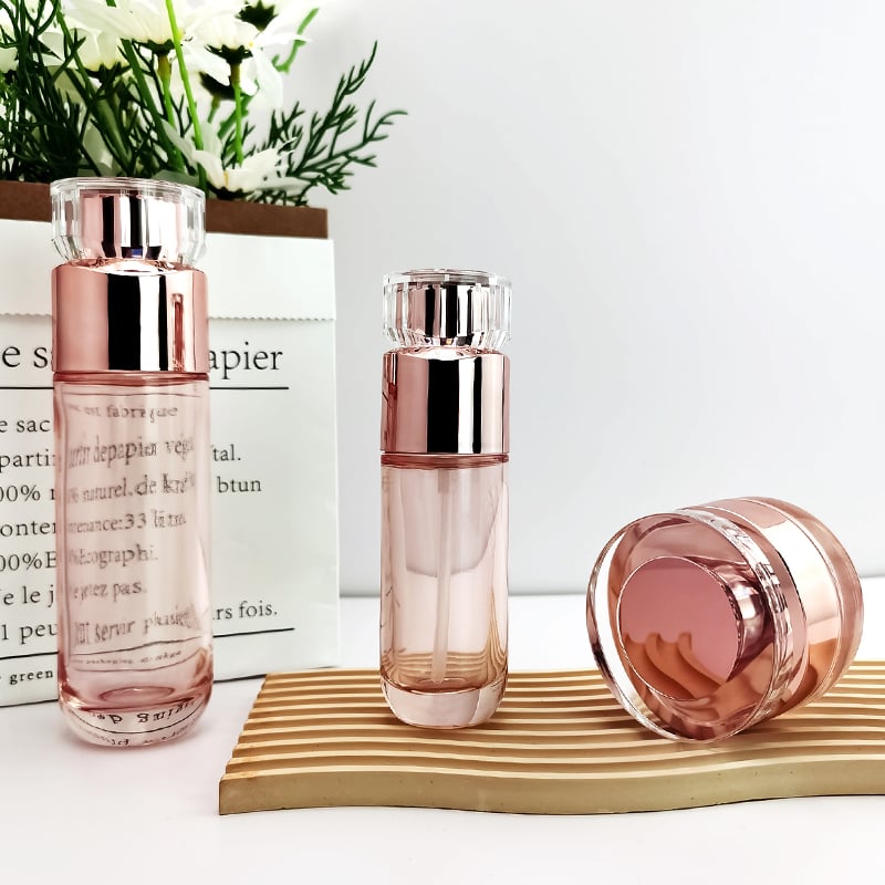 luxefull glasflakken foar cosmetics verpakking mei pompe crèmepot HY-2308