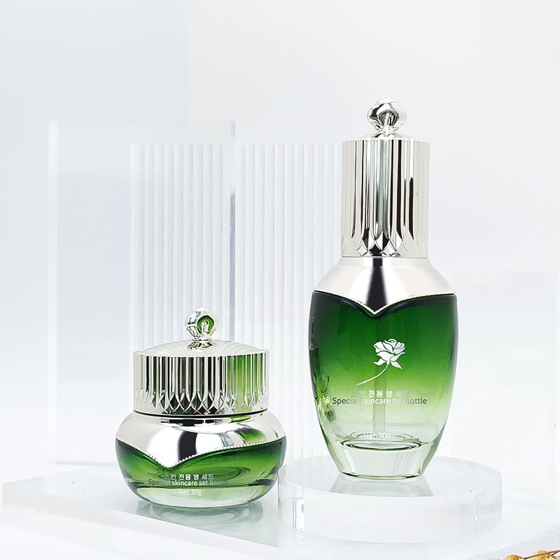 Custom Makeup Bottle Mørkegrøn Gradient glaskande HY-2402