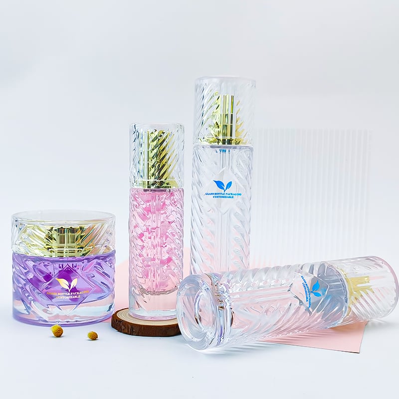 Gennemsigtig striget glasflaske HY-2403