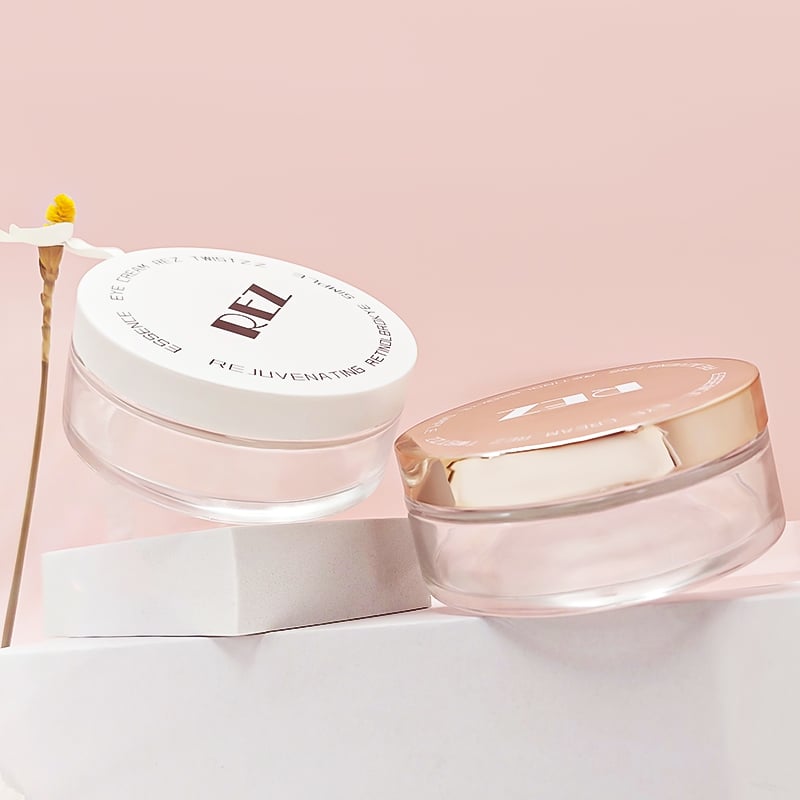 New Design flat Glass Cosmetic Jar With Electroplated silver gold lid HY-1871