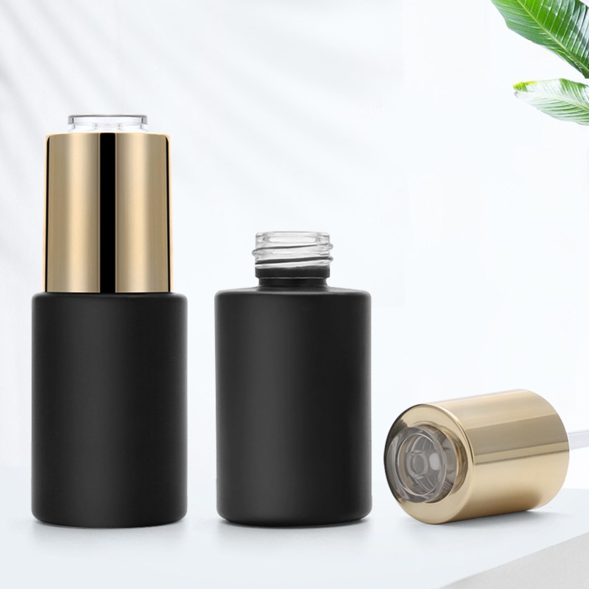Gold silver color cap glass Cosmetic serum bottle HY-139