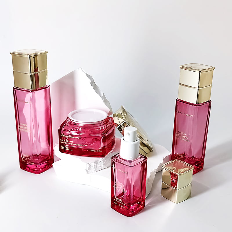مجموعه بottle شیشه‌ای، جعبه شیشه‌ای برای مراقبت از پوست، کریم چهره، بottle لوشن HY-2425