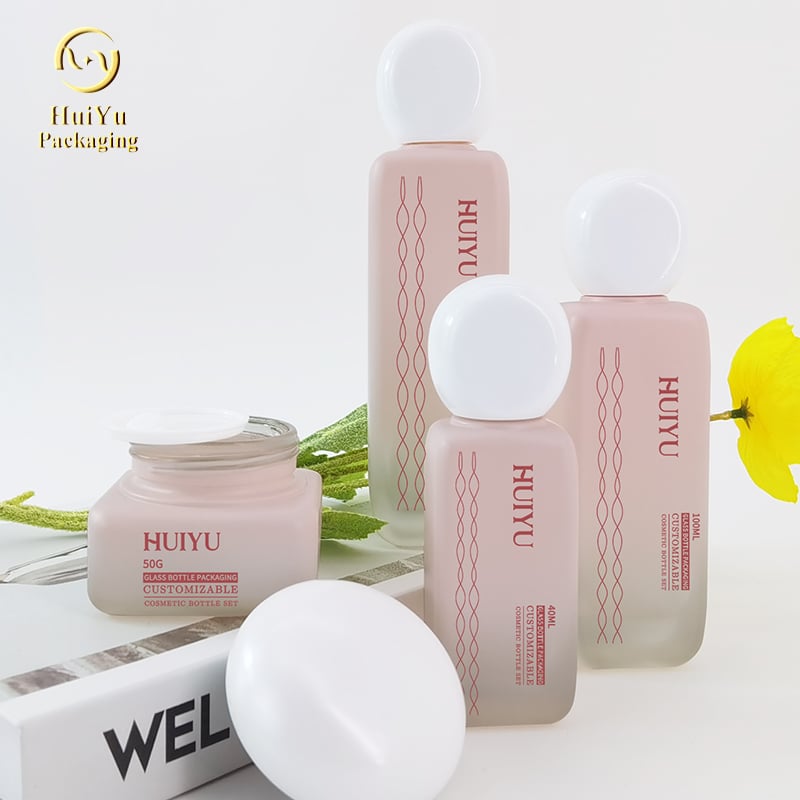 Hot new pink flat head skin care set face cream jar HY-2401