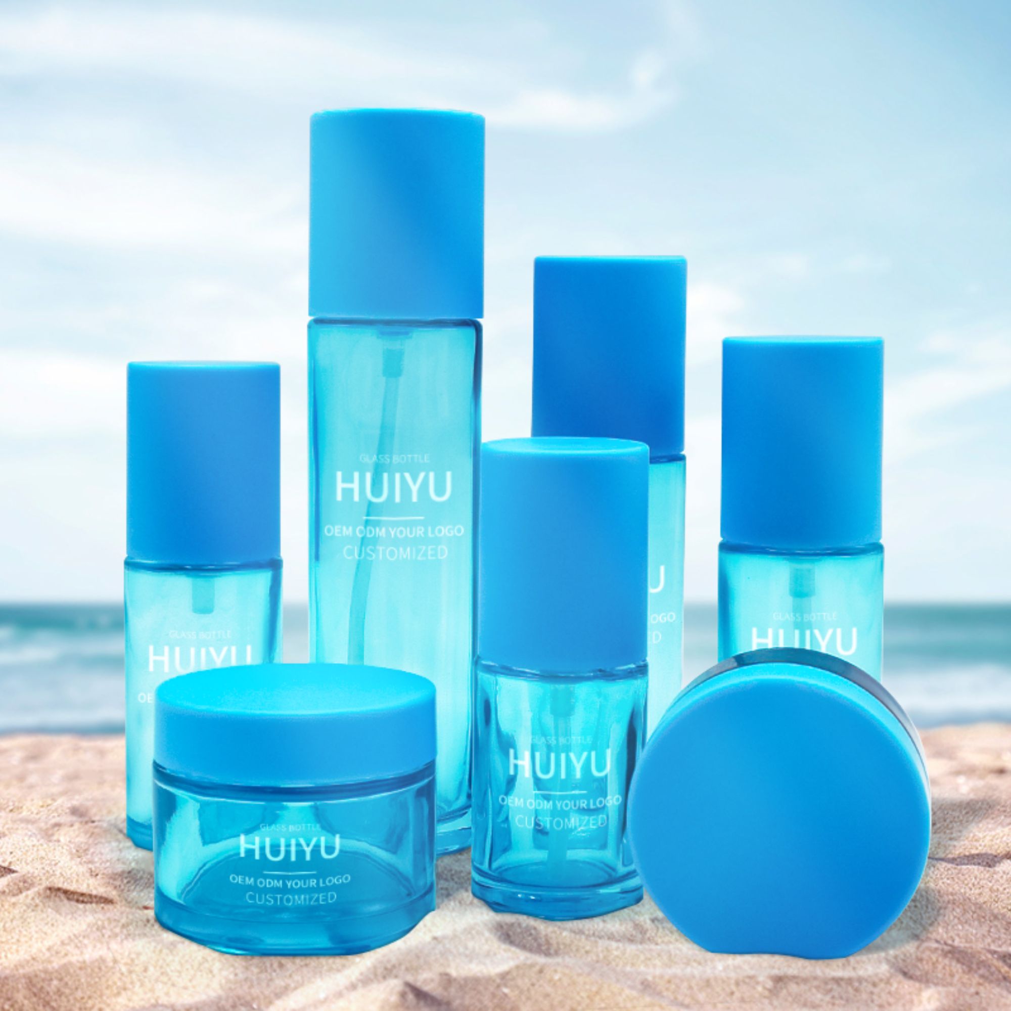 In stock straight simple glass bottle set HY-2383