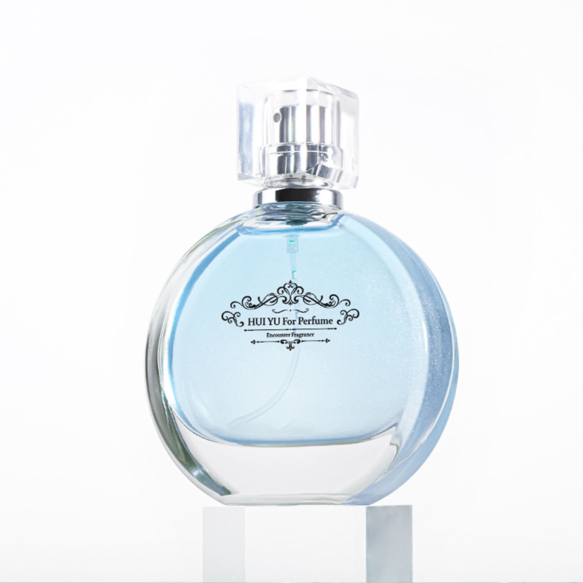 Refillable perfume spray bottle 50ml round perfume bottle thick bottom packing HY-223
