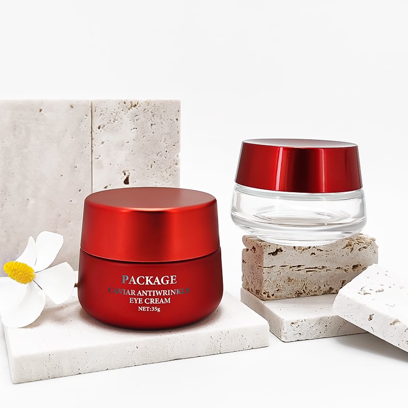 Clear Glass Cosmetic Jar With Abs/pp Leather Uv Coating Cap HY-1867