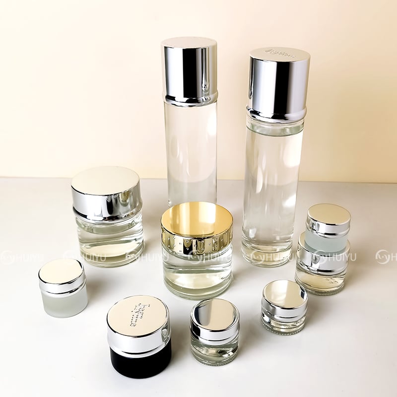 customized Clear glass cream bottle cream jar with lid HY-2393