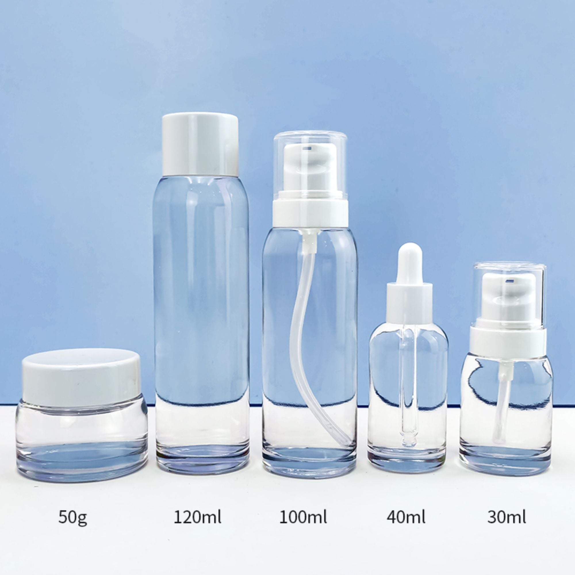 Luxusleere klare Glasflasche für Kosmetikverpackung HY-2430