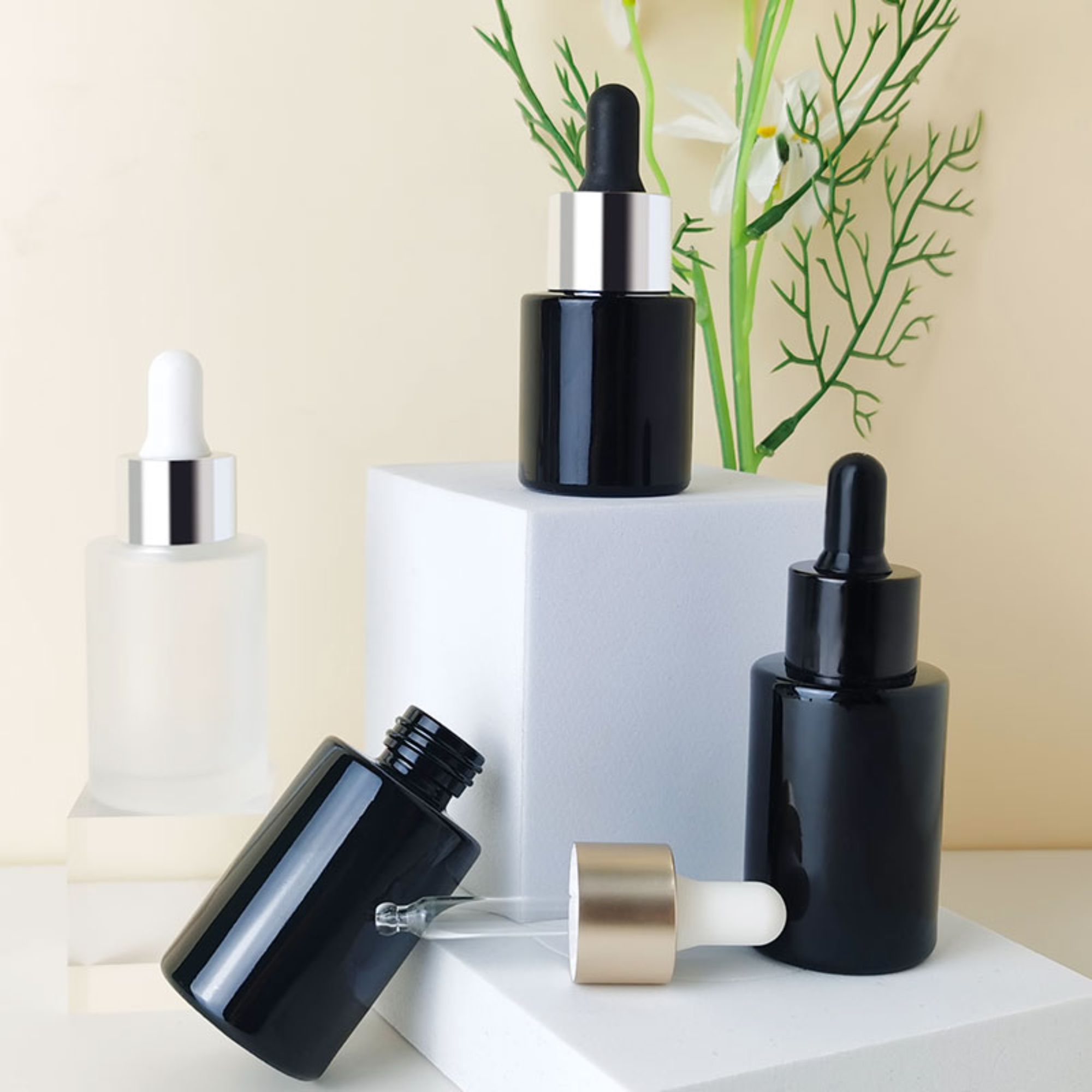 Kosztika csomagolás barna fehér fekete serum üveg palack HY-2197