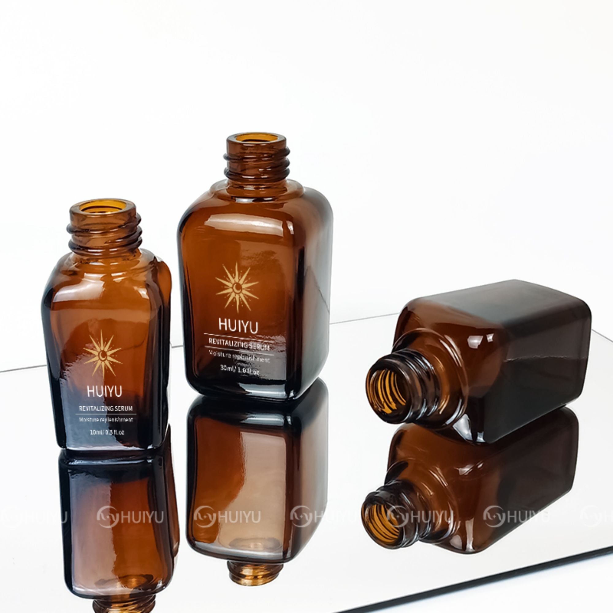 Essential oil bottle square classic brown empty glass bottle HY-1856