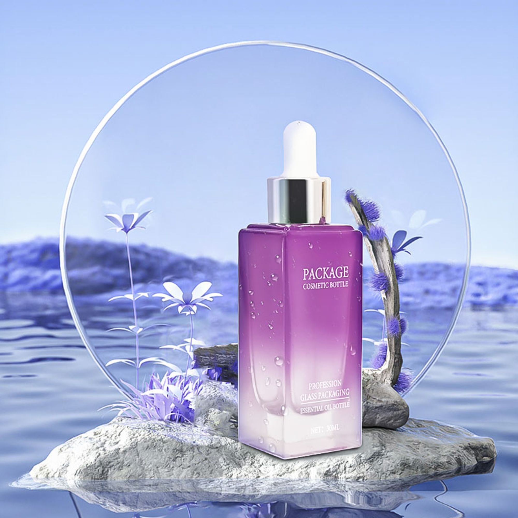 Cosmetic Spray Bottle 30ML Charm Purple/Gradient Dropper essence bottle HY-041