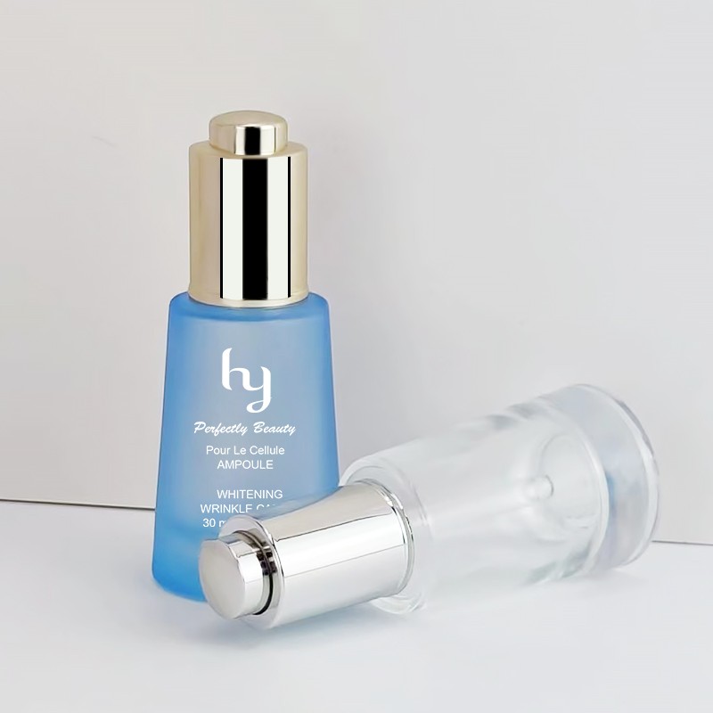 Kegelförmig gerufts Blau Druckpumpdropper essentielle Ólfläsche HY-97419