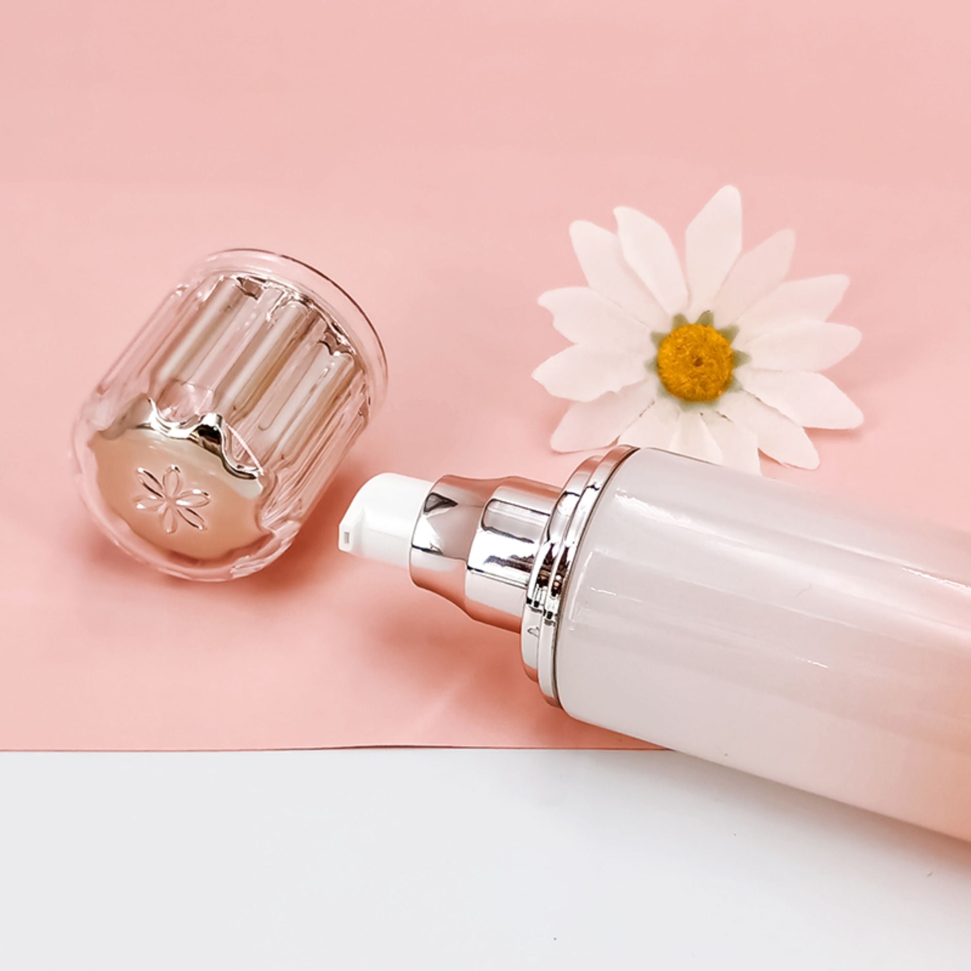 Pink flower skincare set with gradient glass bottle HY-2421