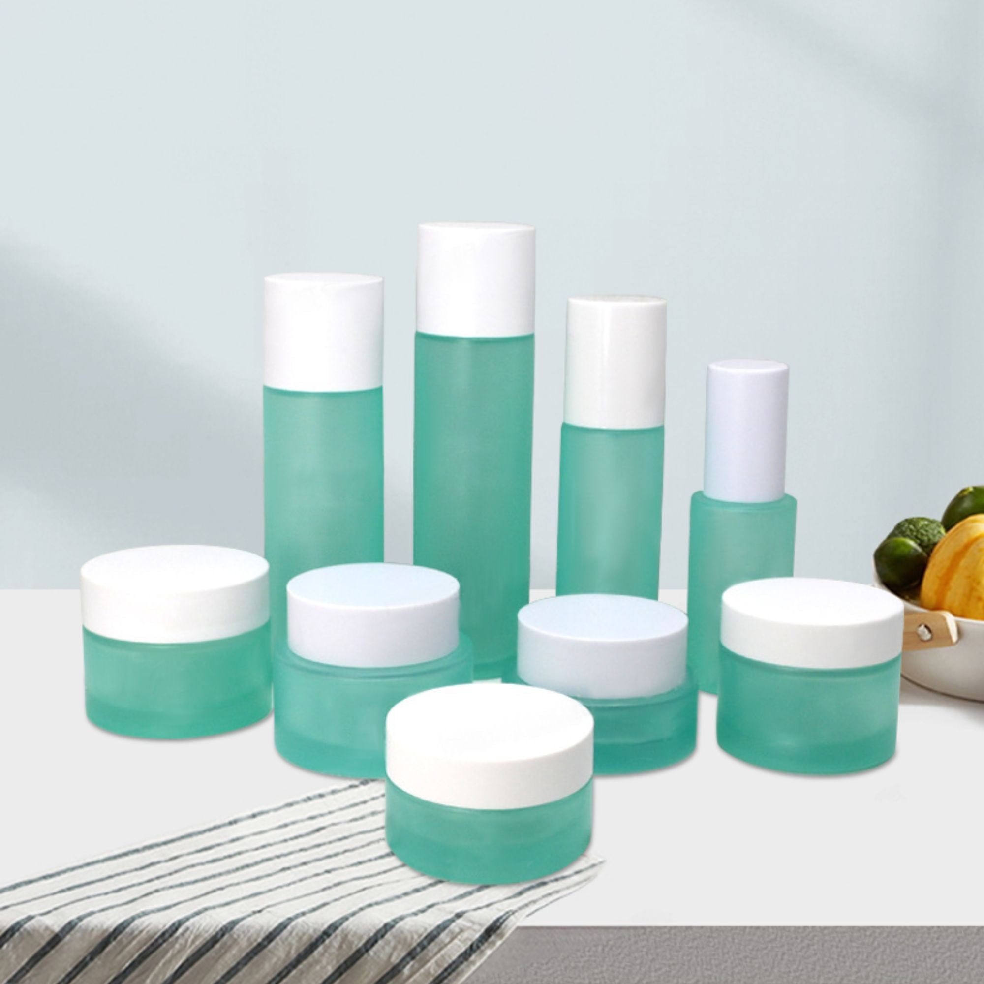 In stock straight simple glass bottle set HY-2383