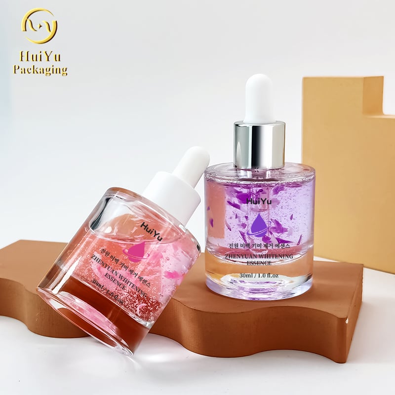 Process customization glass straight round transparent glass bottle cosmetics packaging HY-97446