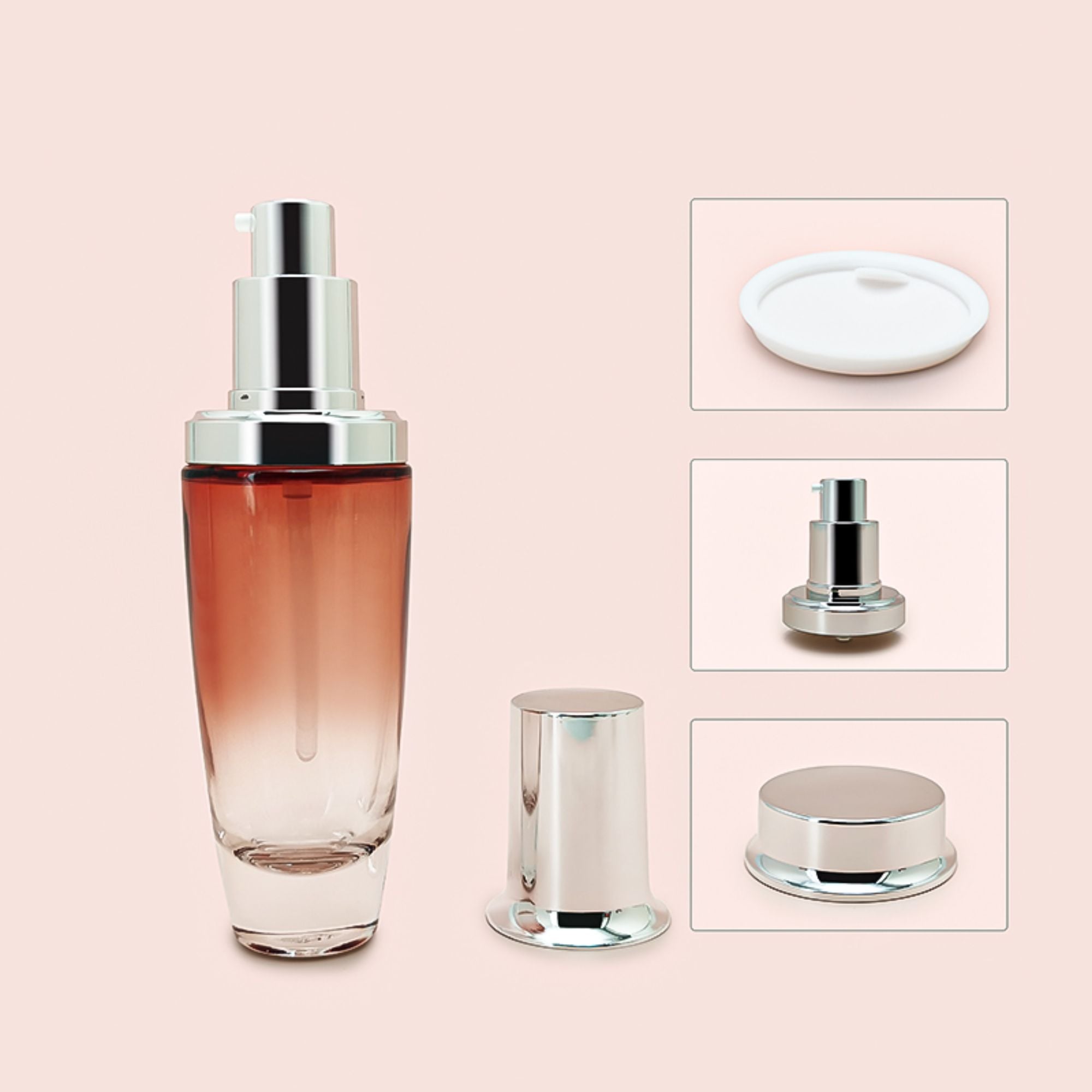 Customized Cosmetic glass Lotion Pump Bottle HY-2311