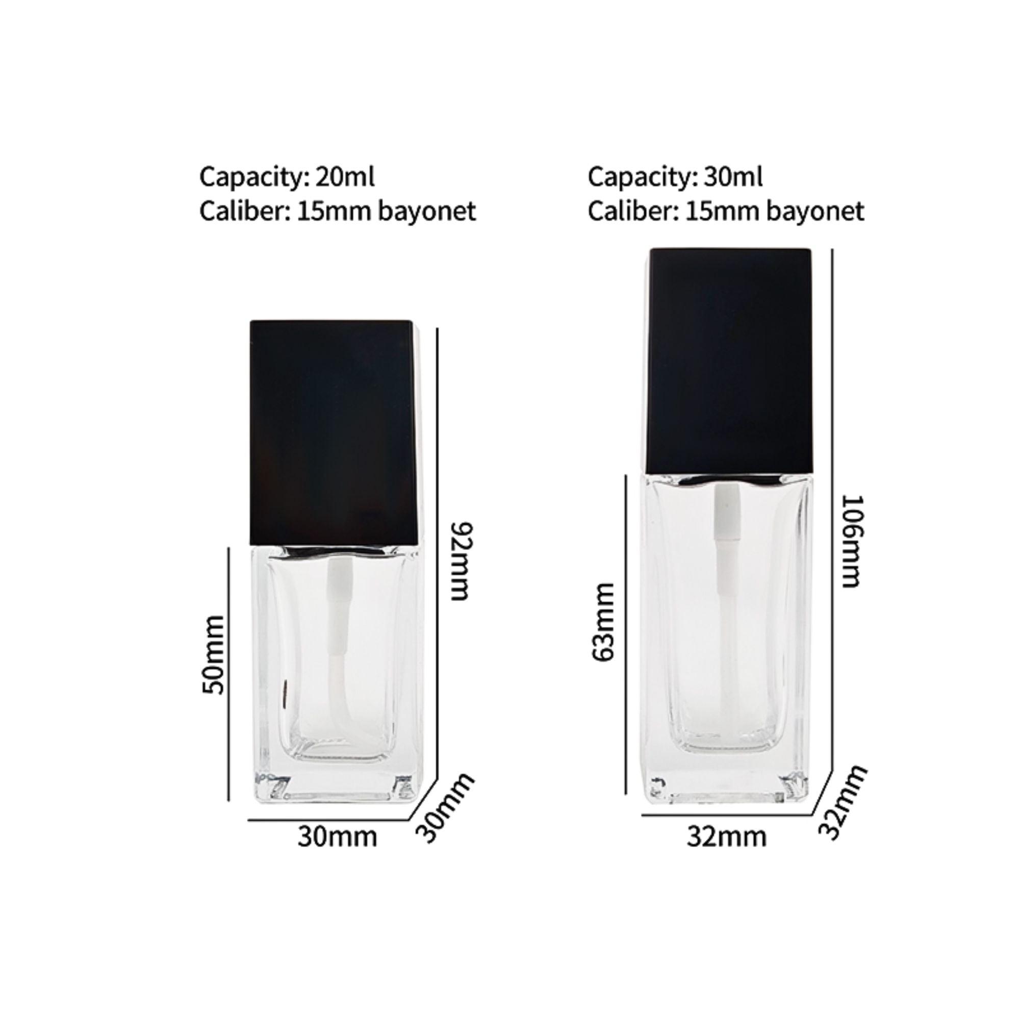 Hot style 30Ml 20Ml Perfume Mist Spray Square Glass Packaging HY-P325