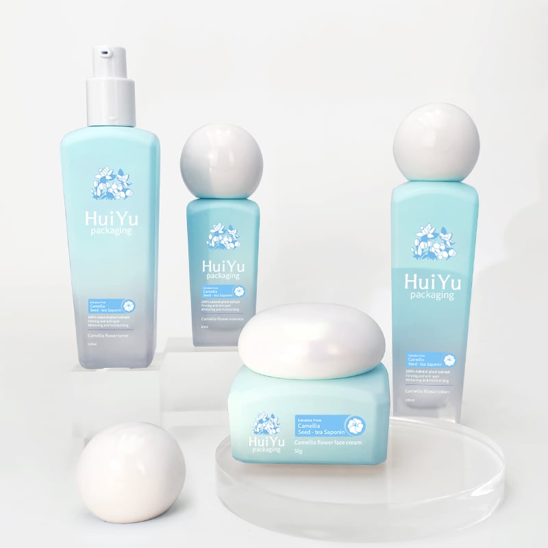 Kosmetisk pakning rund glasflaske pumpe lotion flaske crème potte sætter HY-2407