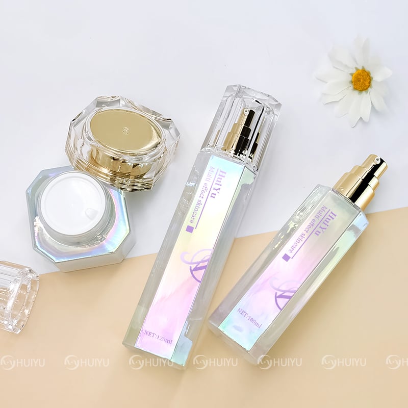 Gradient Acrylic/glass bottle toner skincare jar set HY-2400