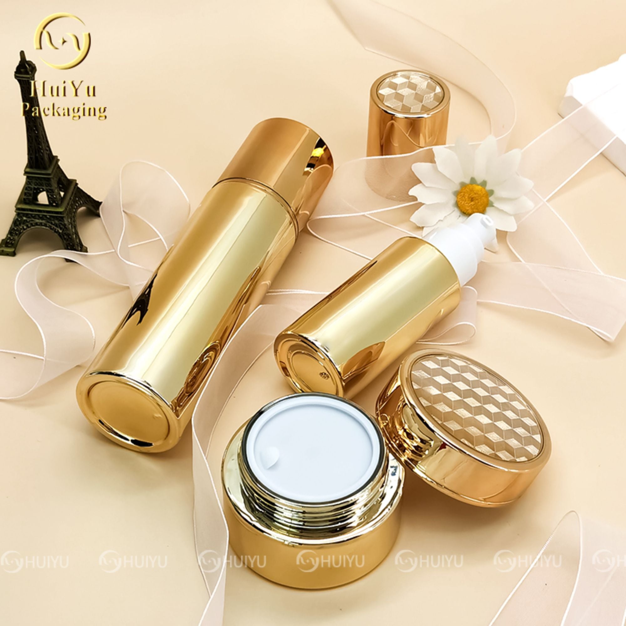 Luxury Electroplate Silver Gold Essential Oil Serum Glass Bottle HY-2405