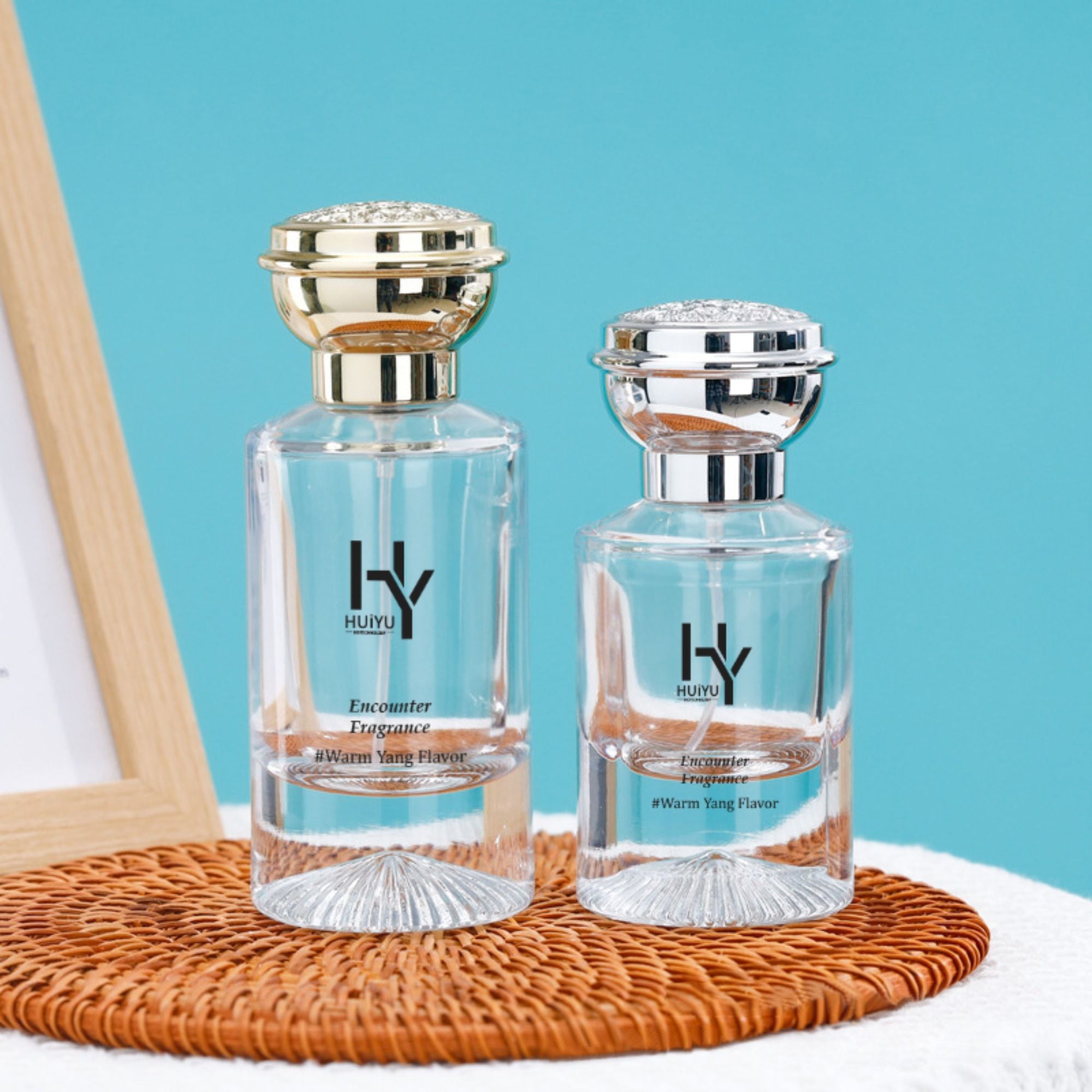 Flacoane de parfum mici transparente rotunde personalizate cu acoperire plastică sculptată HY-211