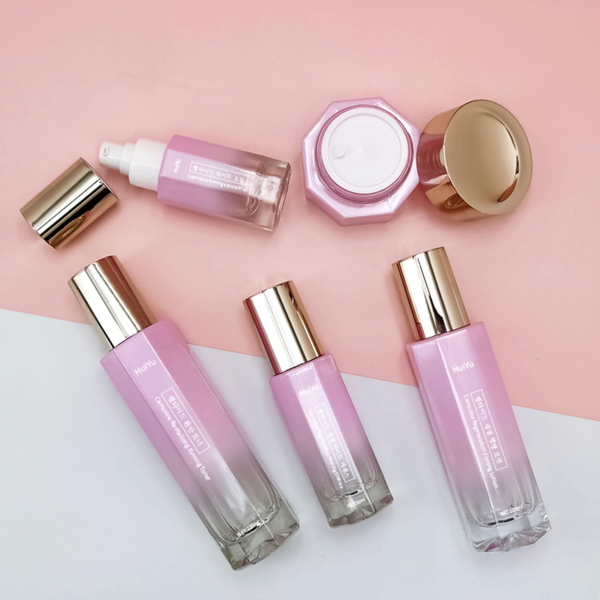 Custom empty cosmetic lotion toner pump bottle and cream jar  HY-2416