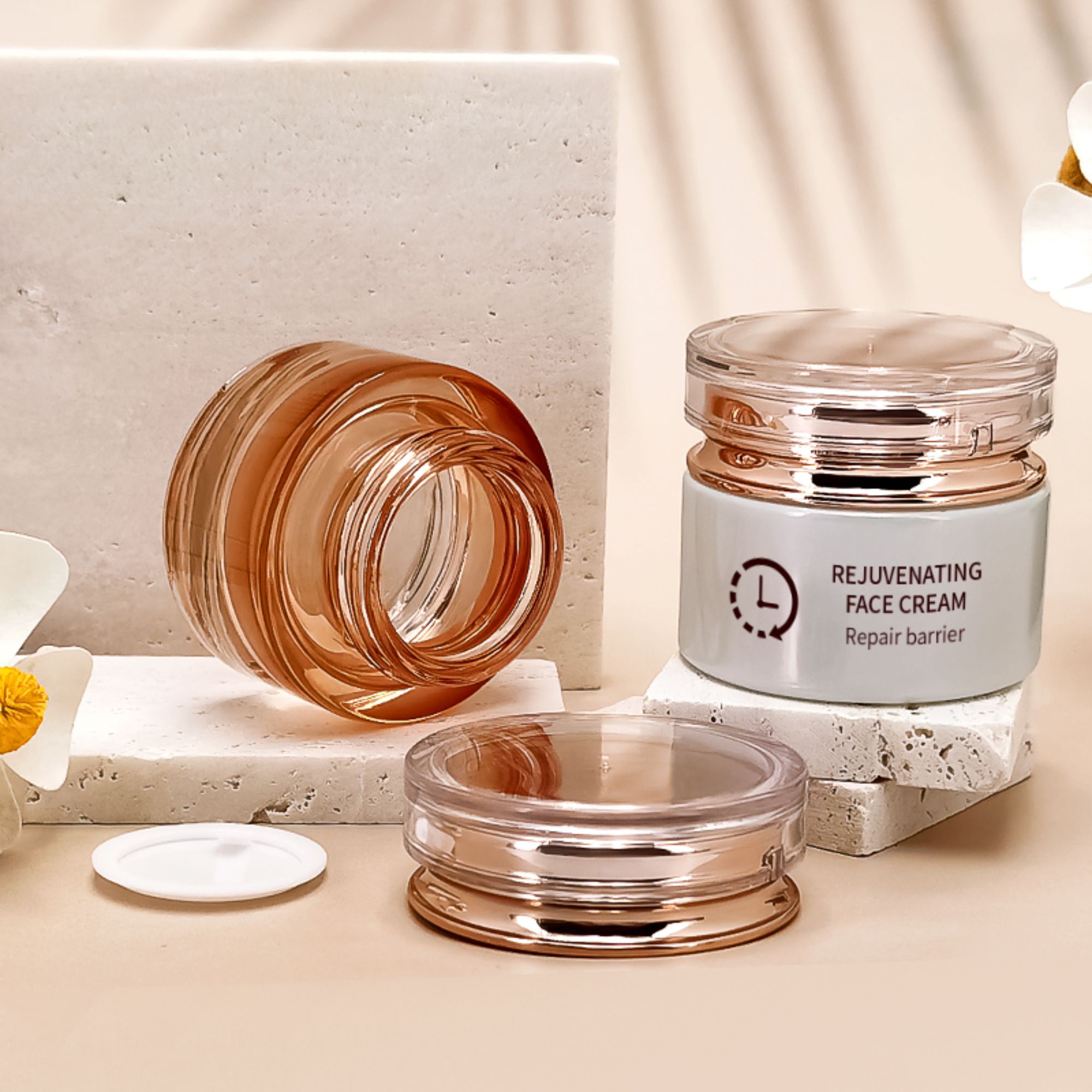High quality 1oz 20g 50g glass jar customized glass Bottle set HY-2360