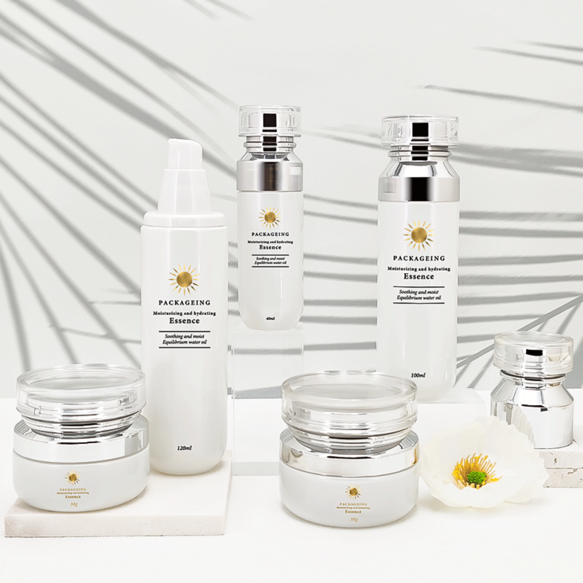 Factory Luxury glass bottle cosmetics container set  HY-2367