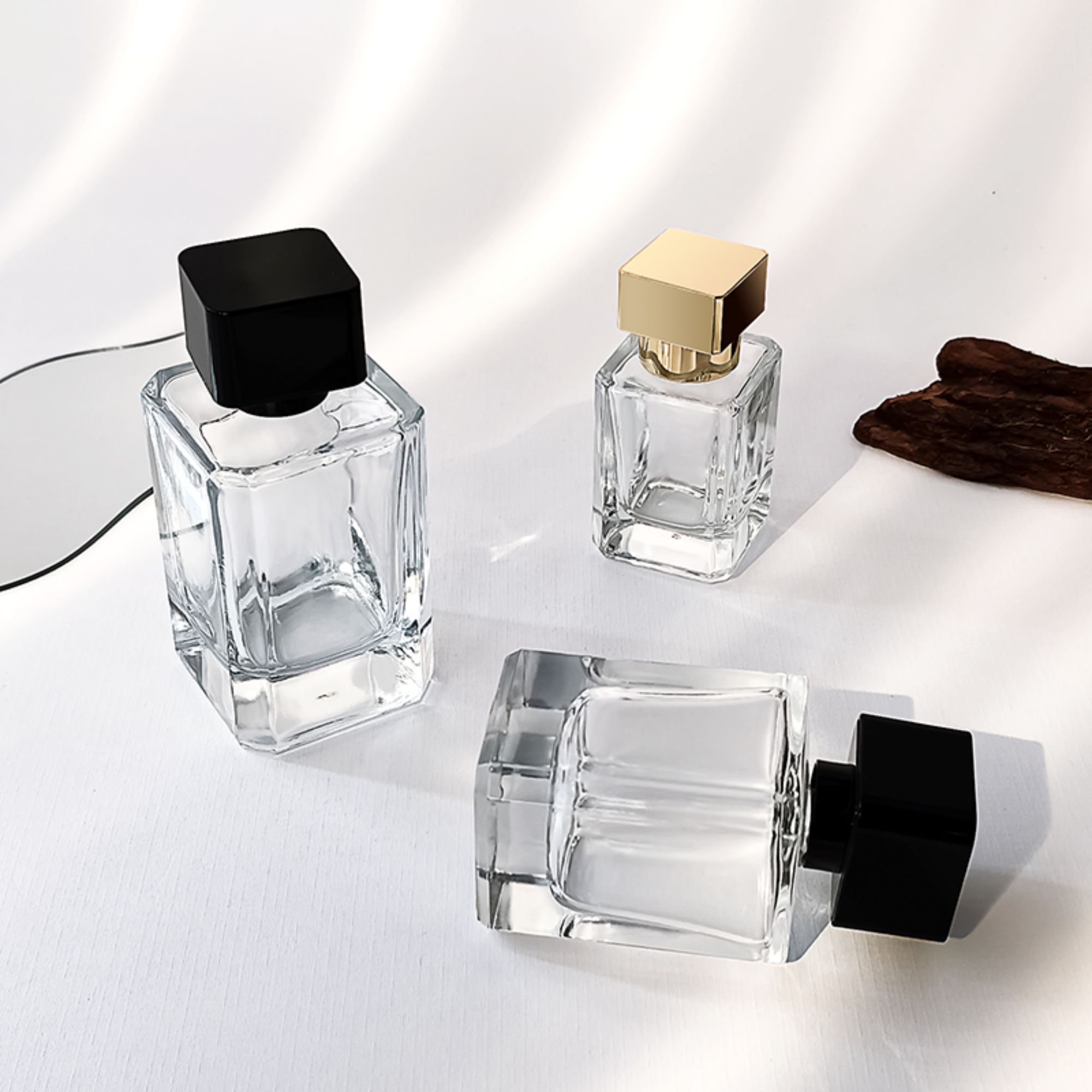 Luxus 50ml Quadrat Nachfüllbar Duerchichtig Glas Parfumflaschen HY-P316