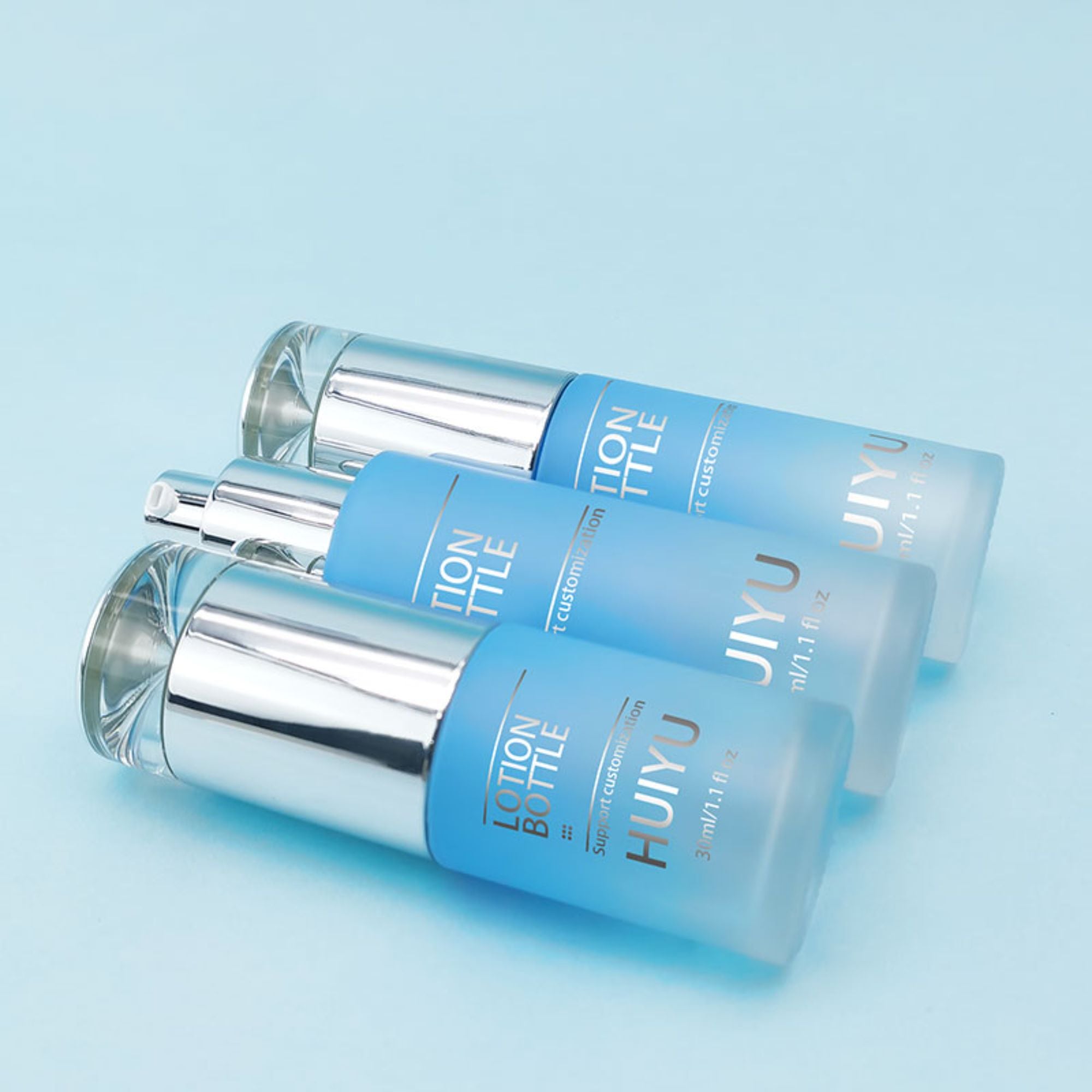 Luxus Hautpflege Glas Sprayflasche mit Silberpumpe HY-2309