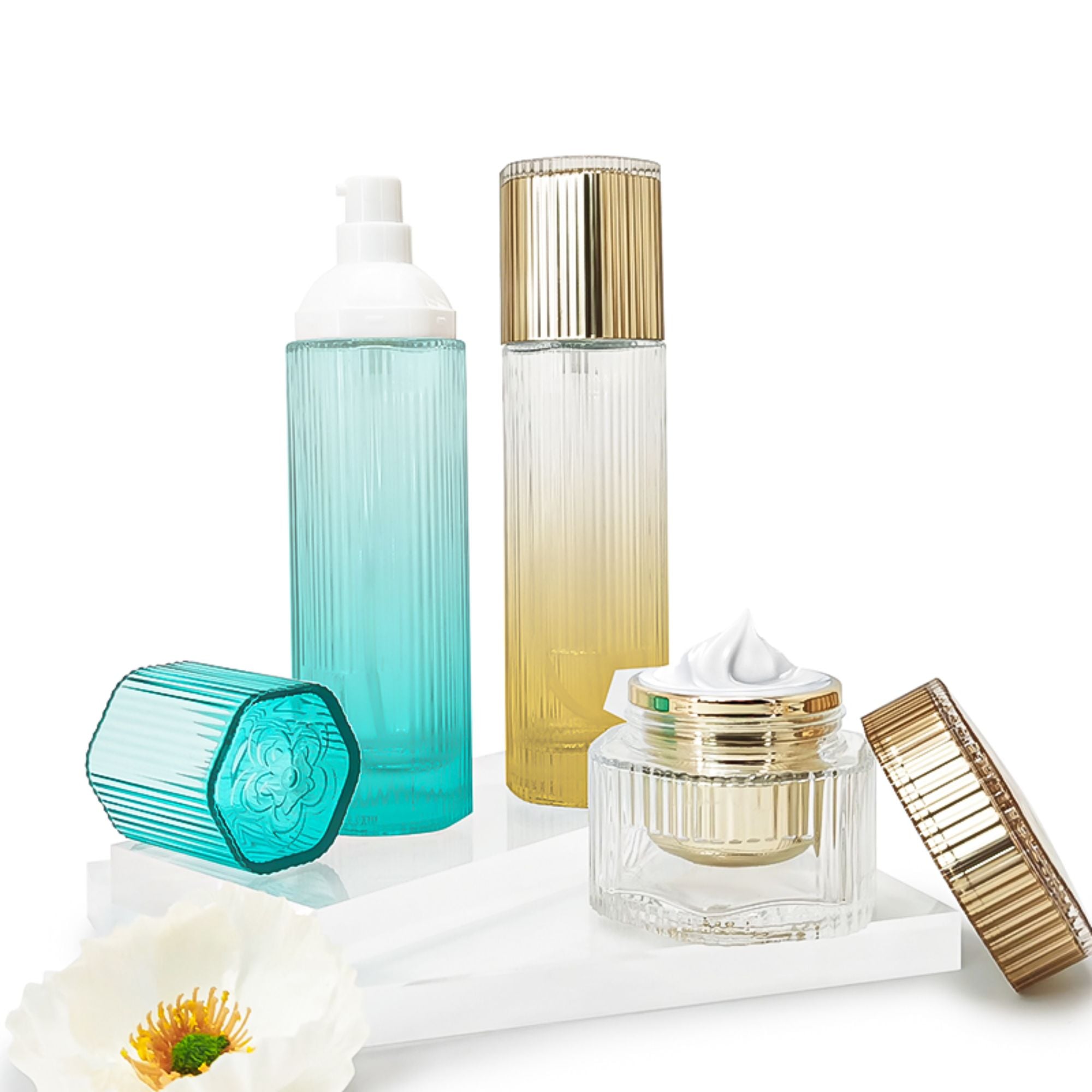 مجموعه شیشه‌ای خالی کسومتیک با خطوط شفاف HY-2432