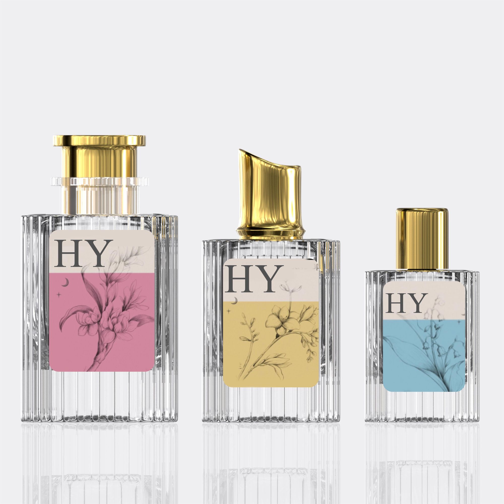 Wholesale 50ml Round Glossy Clear Glass Perfume Bottle with Cap HY-P302