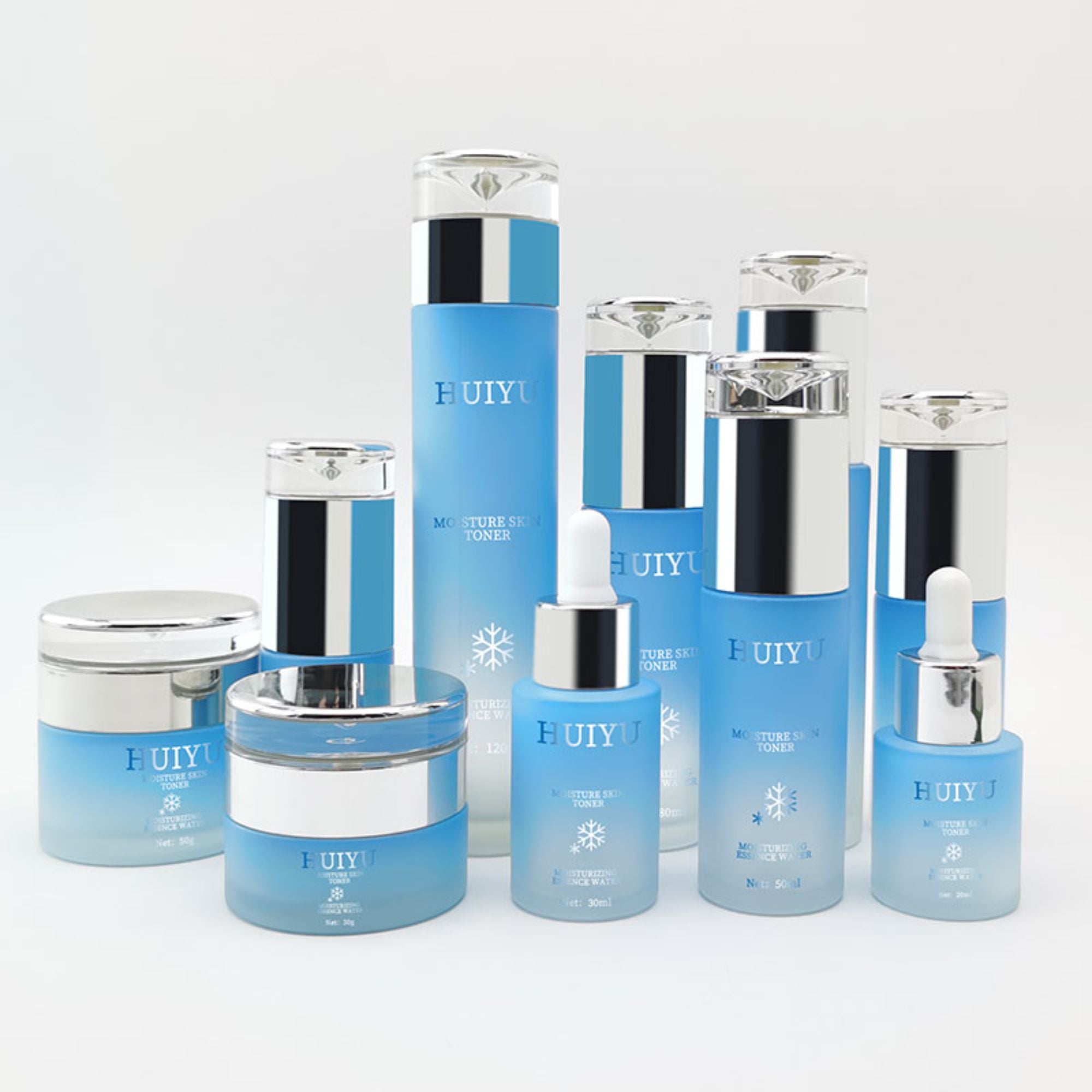 Luxus Hautpflege Glas Sprayflasche mit Silberpumpe HY-2309